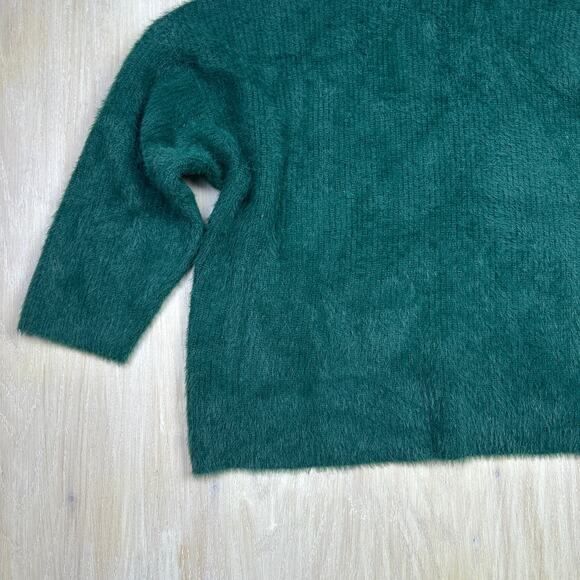 ASOS Dark Green Design High Neck Fluffy Eyelash Yarn Knit Pullover Sweater 12 - Picture 5 of 15